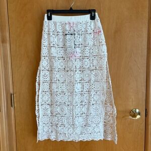Dolls kill Sugar Thrillz Country Charm Crochet Maxi Skirt White Lace Dollskill S